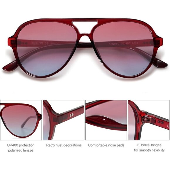 Retro Aviator Sunglasses Women Men Polarized UV400 Plastic Frames